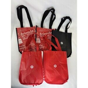 Lululemon Reusable Shopping Tote Bags Small Lot Of 5 Red White Black